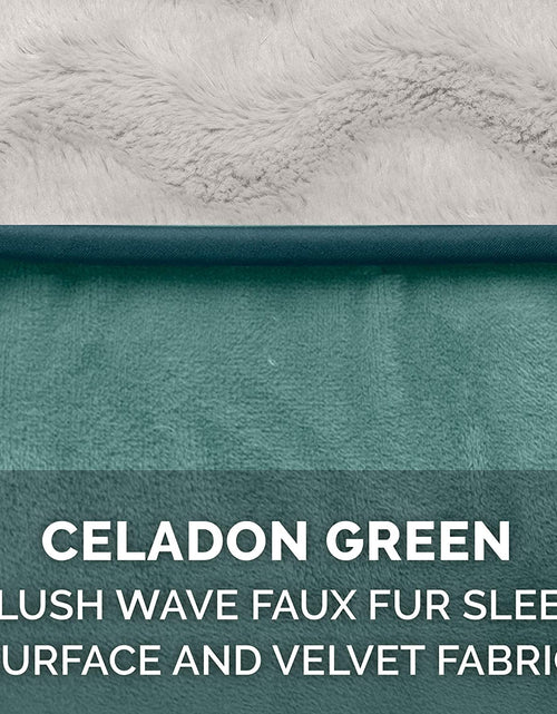 Load image into Gallery viewer, Memory Foam Dog Bed for Medium/Small Dogs W/ Removable Bolsters &amp; Washable Cover, for Dogs up to 35 Lbs - Plush &amp; Velvet Waves Perfect Comfort Sofa - Celadon Green, Medium
